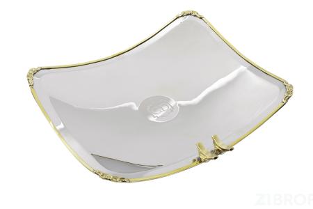 95IM-0072L Блюдо прямоугольное на ножках "Birds" нерж.сталь 32*25*5см