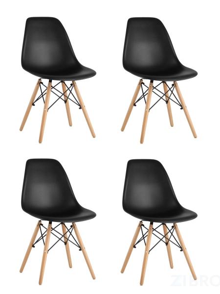 Стул Eames DSW черный пластиковый, сталь, натуральный массив бука, 4 шт.