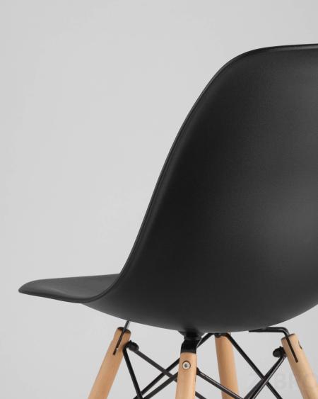 Стул Eames DSW черный пластиковый, сталь, натуральный массив бука, 4 шт.
