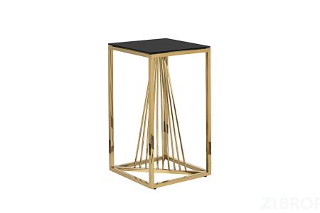 13RXET8082L-GOLD Стол журнальный стекло черн/золото 38*38*70см