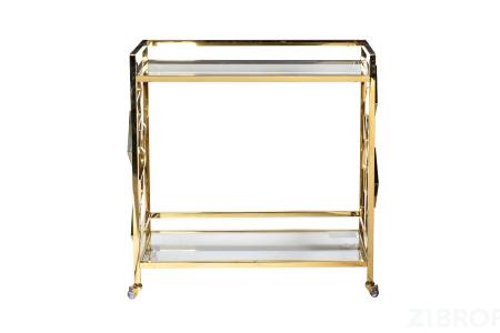 GY-CRT8164GOLD Стол-тележка сервировочн ст.прозр/золото 80*40*83