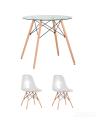 Eames стол стеклянный D80, 2 стула прозрачных