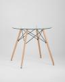 Eames стол стеклянный D80, 2 стула прозрачных