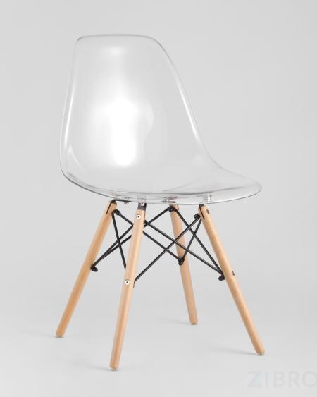 Eames стол стеклянный D80, 2 стула прозрачных
