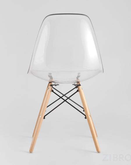 Eames стол стеклянный D80, 2 стула прозрачных