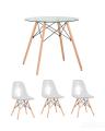 Eames стол стеклянный D80, 3 стула прозрачных