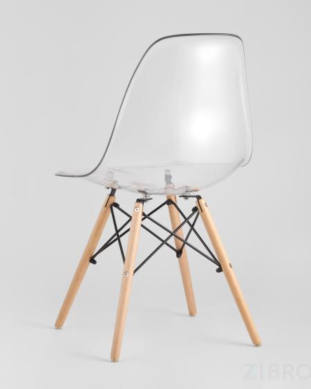 Eames стол стеклянный D80, 3 стула прозрачных