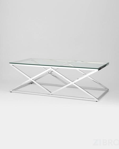 Стол журнальный 120*60 ИНСИГНИЯ серебро, каркас нержавеющая сталь