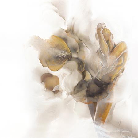 54STR-AQUARELLE6 Холст "Песня поющего цветка"100*100см,багет кэнвэс зол