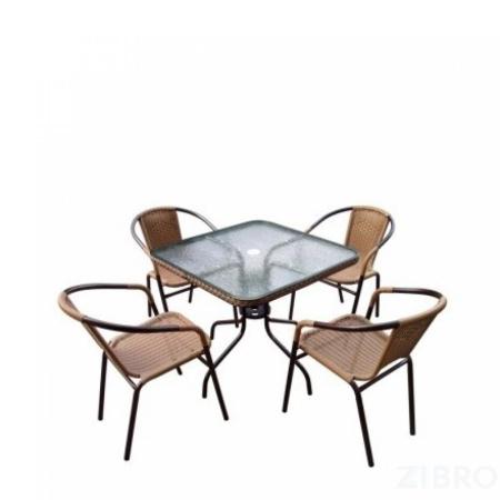 Комплект мебели  Николь-2LB TLH-037С-TLH070SR-70x70 Light Beige (4+1)