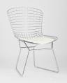 Bertoia хромированный металл с белой подушкой из экокожи