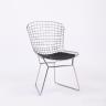 Bertoia хромированный металл с черной подушкой из экокожи