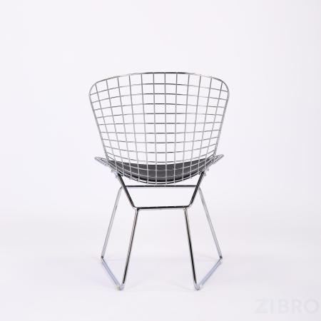 Bertoia хромированный металл с черной подушкой из экокожи