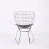 Bertoia хромированный металл с черной подушкой из экокожи
