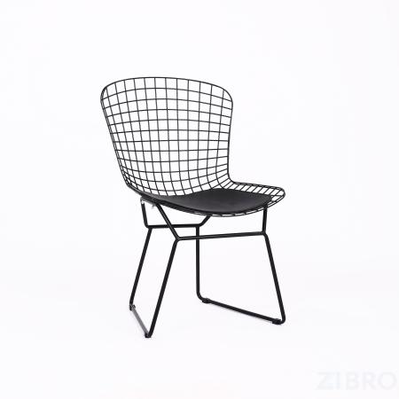 Bertoia металлический черный с черной подушкой из экокожи