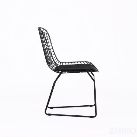 Bertoia металлический черный с черной подушкой из экокожи