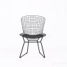 Bertoia металлический черный с черной подушкой из экокожи