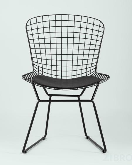 Bertoia металлический черный с черной подушкой из экокожи
