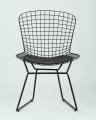 Bertoia металлический черный с черной подушкой из экокожи