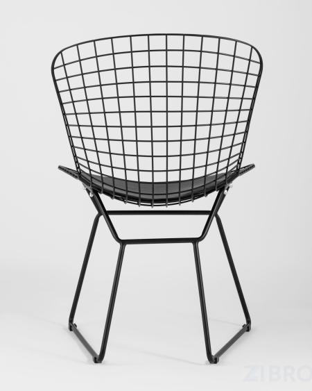 Bertoia металлический черный с черной подушкой из экокожи