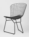Bertoia металлический черный с черной подушкой из экокожи