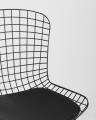 Bertoia металлический черный с черной подушкой из экокожи