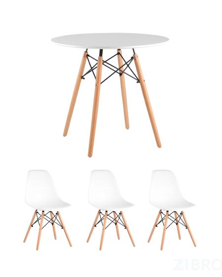 Eames D80, 3 стула Eames DSW белые