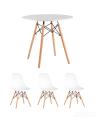 Eames D80, 3 стула Eames DSW белые