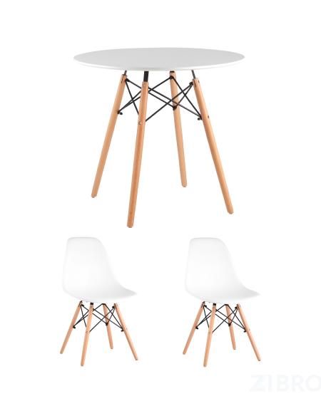 Eames D80, 2 стула Eames DSW белые
