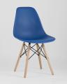 Стул Eames DSW синий пластиковый, сталь, натуральный массив бука, 4 шт.