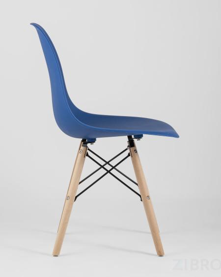 Стул Eames DSW синий пластиковый, сталь, натуральный массив бука, 4 шт.