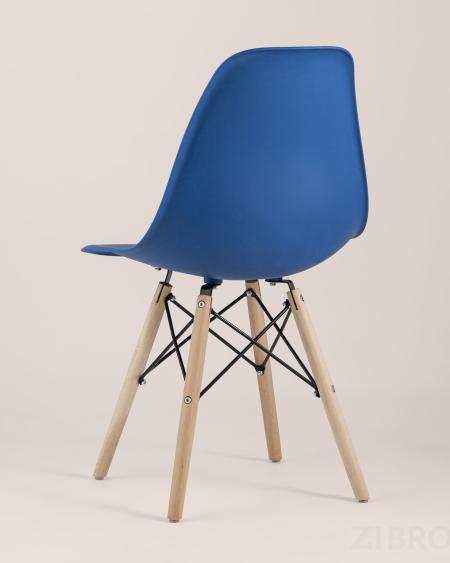 Стул Eames DSW синий пластиковый, сталь, натуральный массив бука, 4 шт.