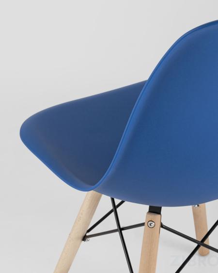 Стул Eames DSW синий пластиковый, сталь, натуральный массив бука, 4 шт.