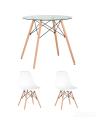 Eames D80 стеклянный, стулья Eames DSW белые