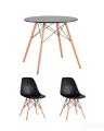 Eames стол черный D80, 2 черных стула