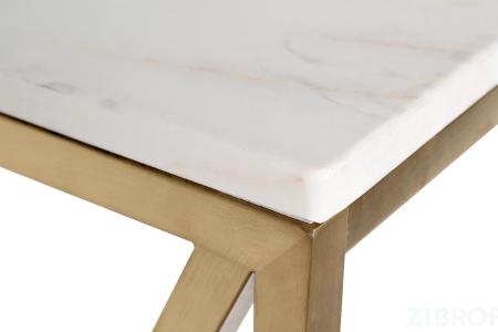 Консоль искусственный белый мрамор Pearl White/матовое золото