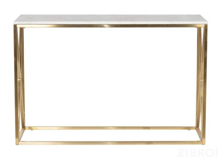Консоль искусственный белый мрамор Pearl White/матовое золото