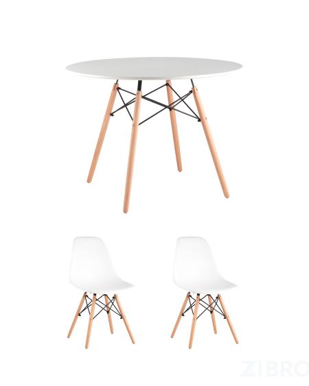 Eames D100, 2 стула Eames DSW белый