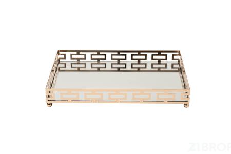 2K389163-G Поднос декоративный зеркальное основание, цвет золото 40*30*5см