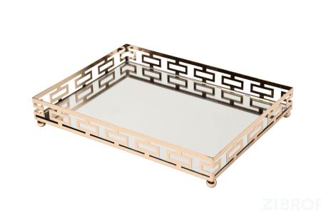 2K389163-G Поднос декоративный зеркальное основание, цвет золото 40*30*5см