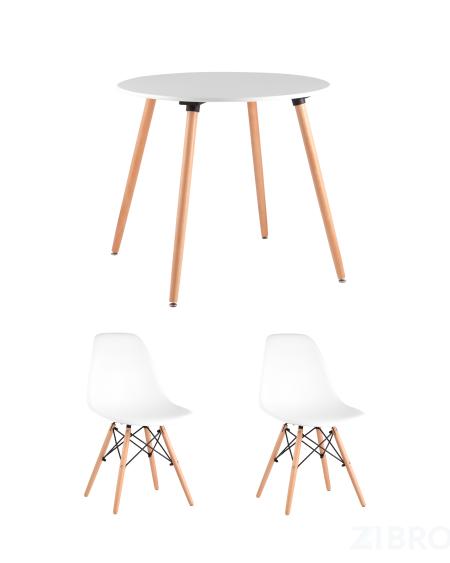 Oslo, диаметр стола 80 см, 2 стула Eames DSW белые
