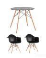 Eames стол черный диаметр 80 см, 2 стула Eames DAW черные
