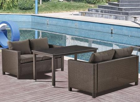 Обеденный комплект плетеной мебели с диванами T256A/S59A-W53 Brown