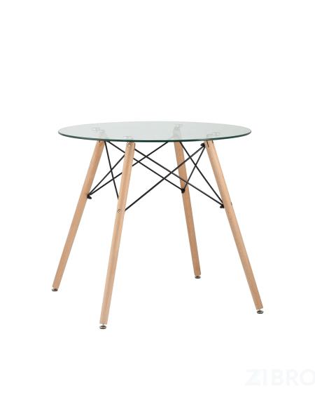 Стол обеденный EAMES DSW стеклянный, диаметр 80 см