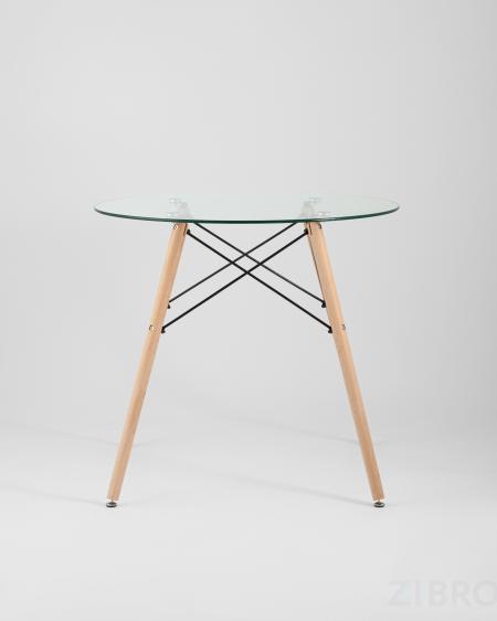 Стол обеденный EAMES DSW стеклянный, диаметр 80 см