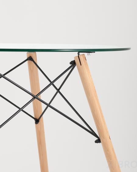Стол обеденный EAMES DSW стеклянный, диаметр 80 см