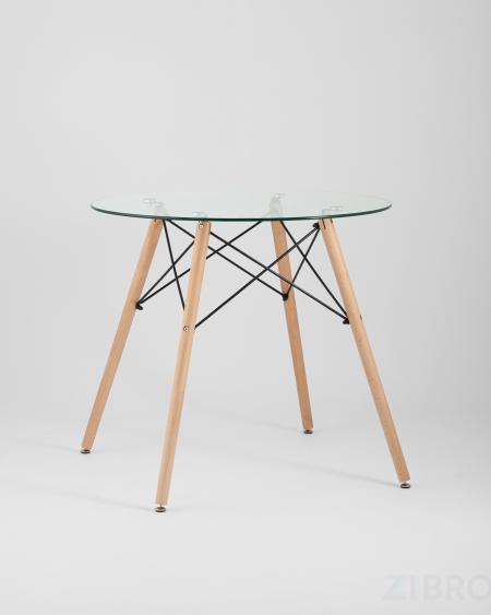 Стол обеденный EAMES DSW стеклянный, диаметр 80 см