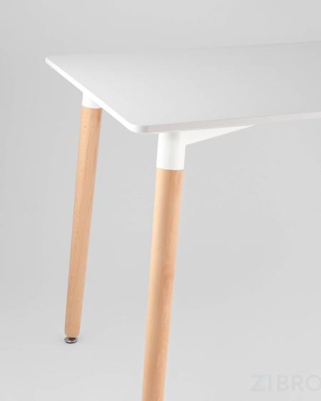 Стол Oslo Rectangle WT белый, столешница МДФ, деревянные ножки