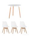 Eames DST, диаметр стола 80 см, 3 стула Frankfurt белые