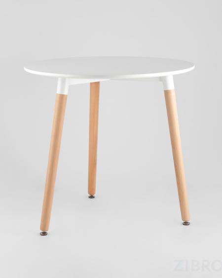 Eames DST, диаметр стола 80 см, 3 стула Frankfurt белые